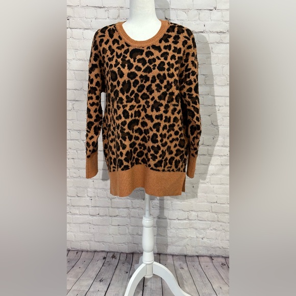 RAFAELLA Leopard Print Tunic Length Sweater Size M - Picture 12 of 14